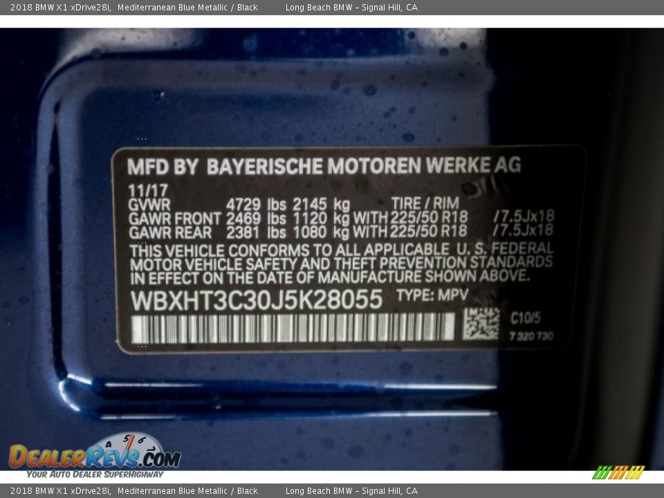 2018 BMW X1 xDrive28i Mediterranean Blue Metallic / Black Photo #12