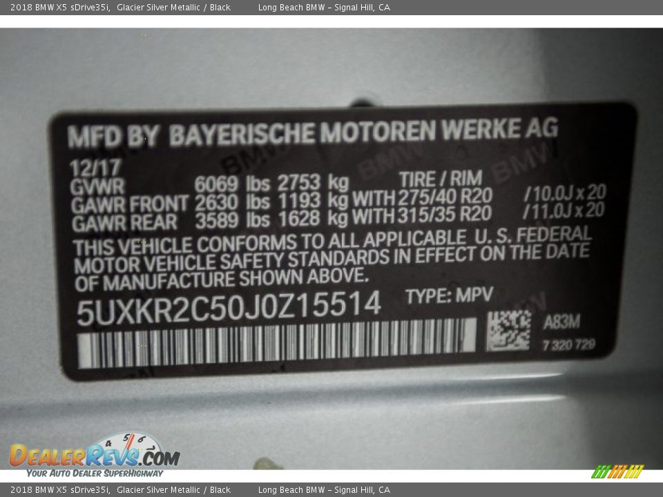 2018 BMW X5 sDrive35i Glacier Silver Metallic / Black Photo #12