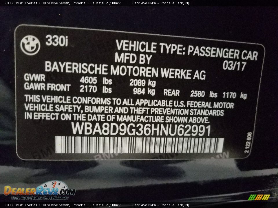 2017 BMW 3 Series 330i xDrive Sedan Imperial Blue Metallic / Black Photo #29