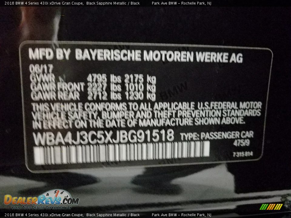 2018 BMW 4 Series 430i xDrive Gran Coupe Black Sapphire Metallic / Black Photo #29