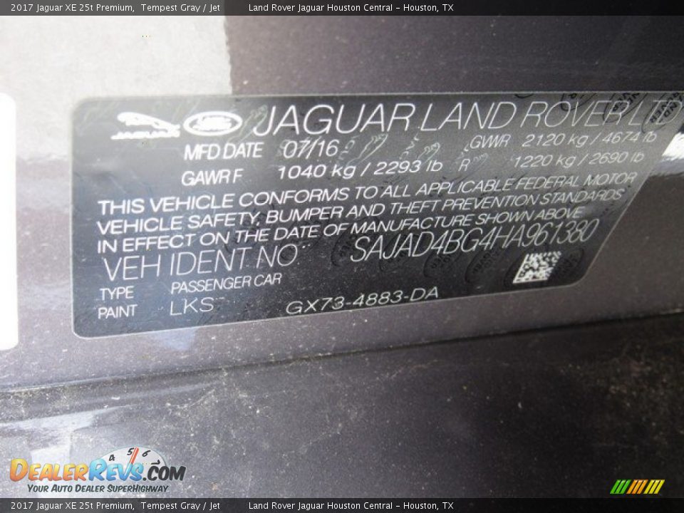 2017 Jaguar XE 25t Premium Tempest Gray / Jet Photo #21