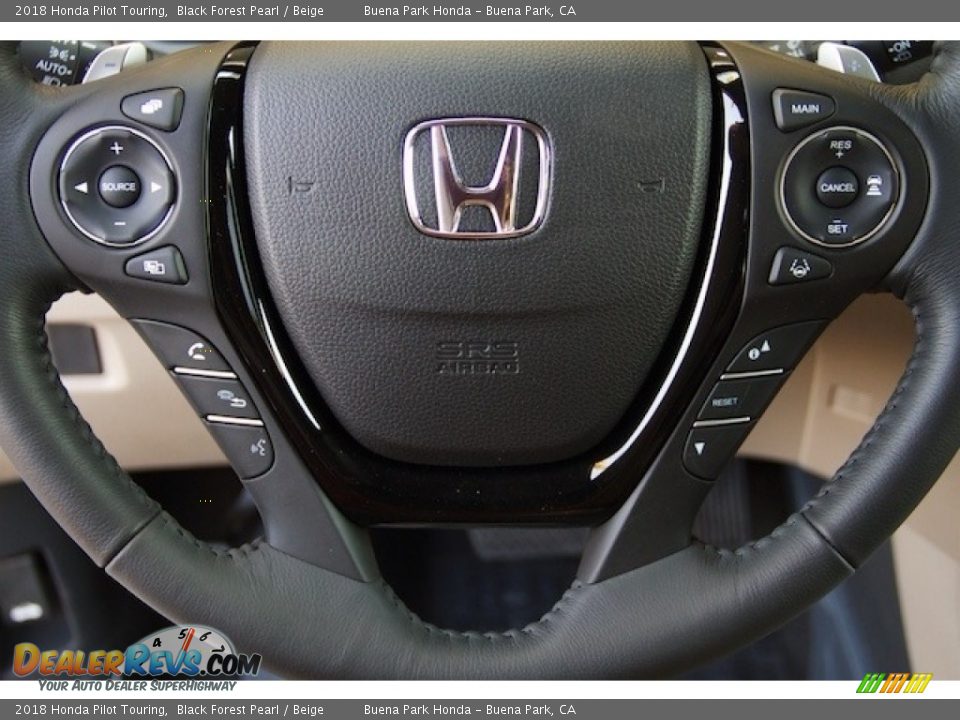 2018 Honda Pilot Touring Black Forest Pearl / Beige Photo #10