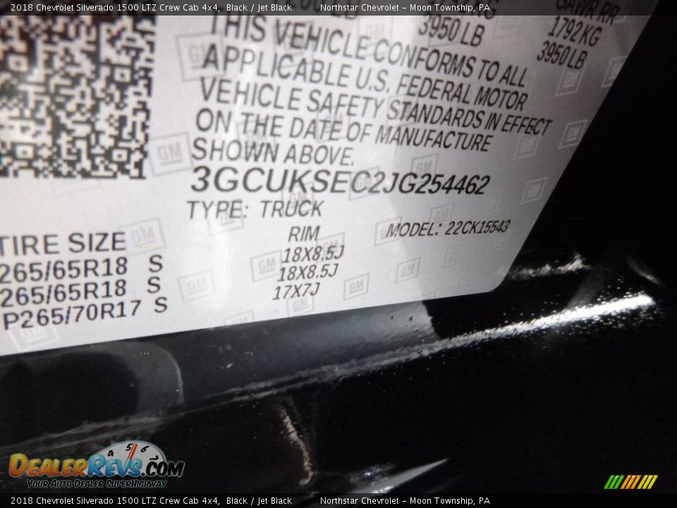 2018 Chevrolet Silverado 1500 LTZ Crew Cab 4x4 Black / Jet Black Photo #14