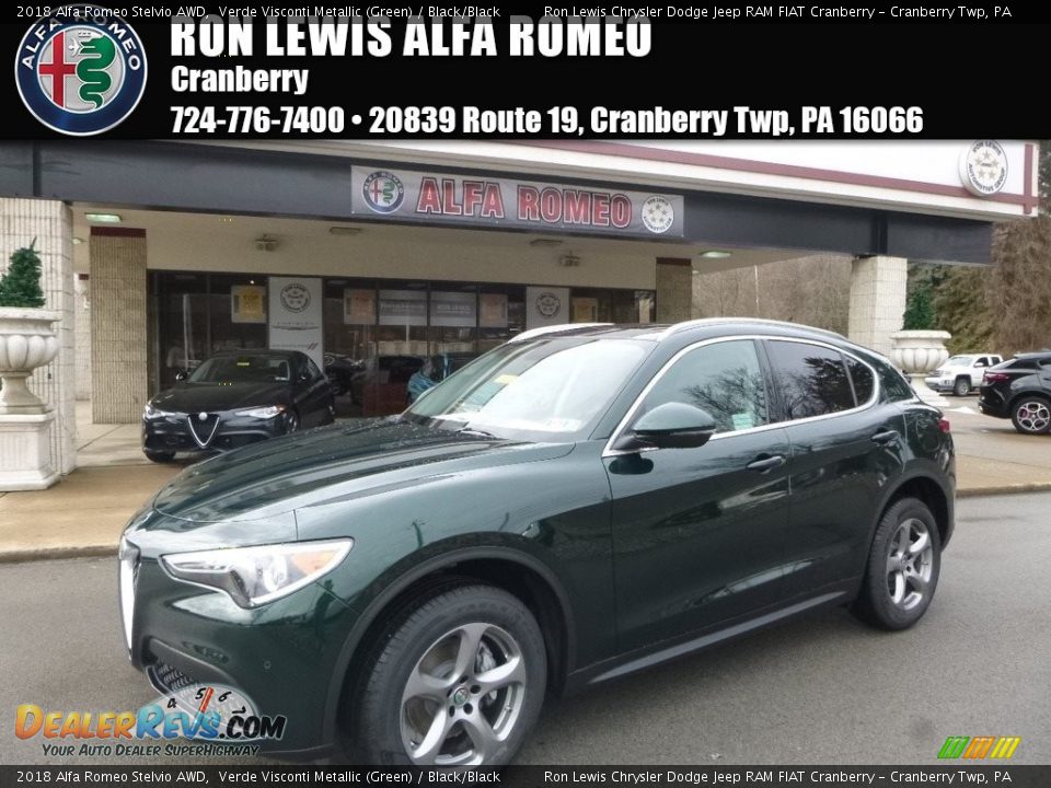 2018 Alfa Romeo Stelvio AWD Verde Visconti Metallic (Green) / Black/Black Photo #1