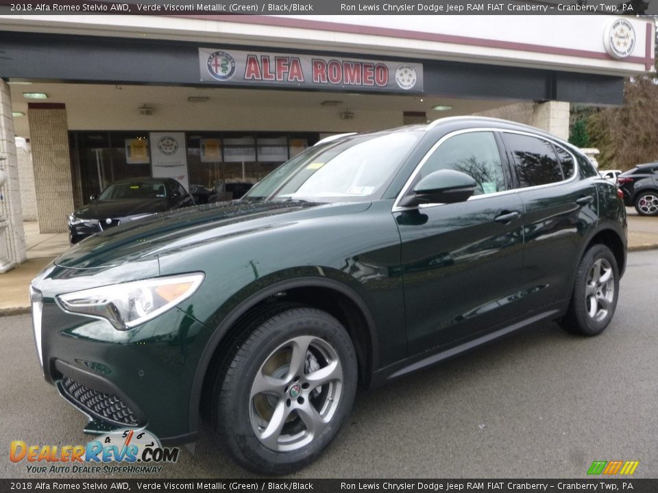 2018 Alfa Romeo Stelvio AWD Verde Visconti Metallic (Green) / Black/Black Photo #2