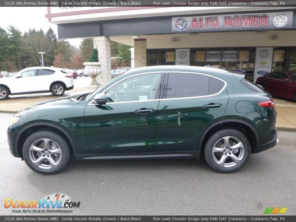 2018 Alfa Romeo Stelvio AWD Verde Visconti Metallic (Green) / Black/Black Photo #3