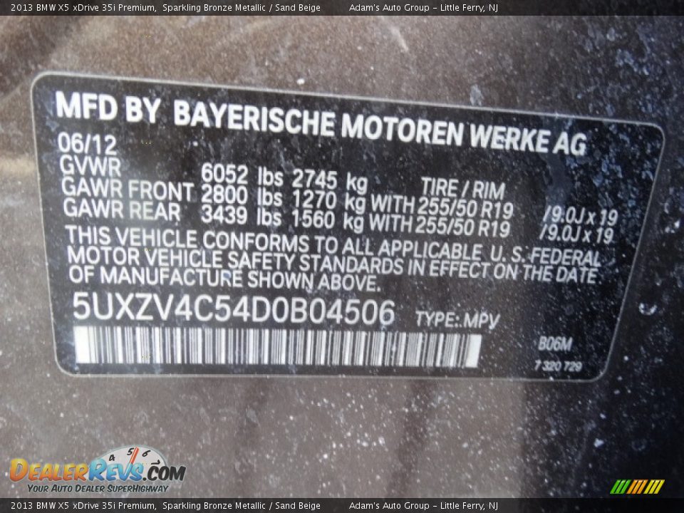 2013 BMW X5 xDrive 35i Premium Sparkling Bronze Metallic / Sand Beige Photo #11