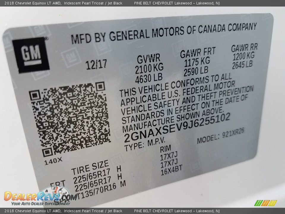 2018 Chevrolet Equinox LT AWD Iridescent Pearl Tricoat / Jet Black Photo #8