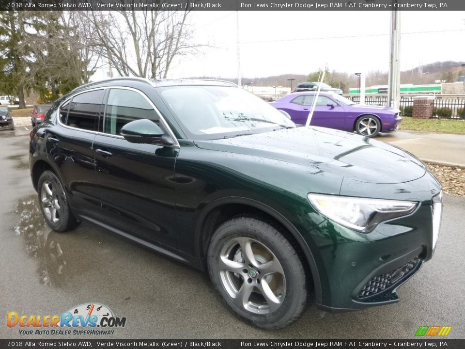 2018 Alfa Romeo Stelvio AWD Verde Visconti Metallic (Green) / Black/Black Photo #10