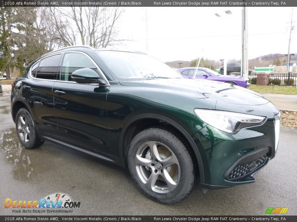 2018 Alfa Romeo Stelvio AWD Verde Visconti Metallic (Green) / Black/Black Photo #11