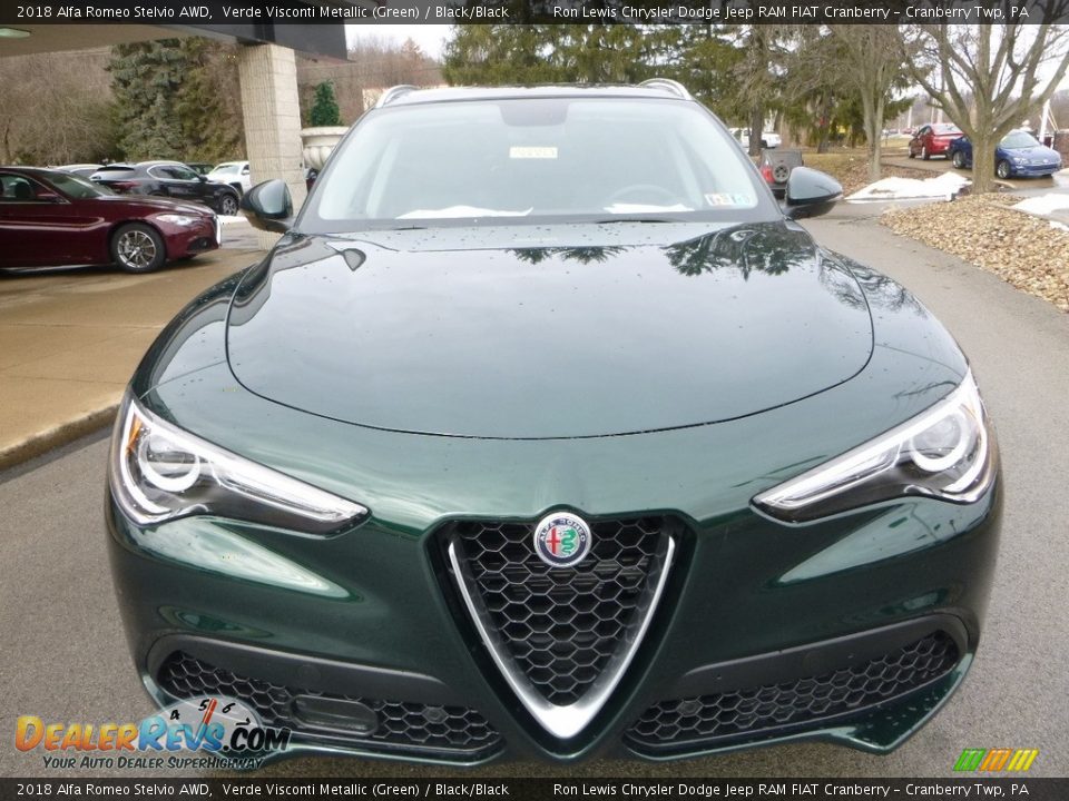 2018 Alfa Romeo Stelvio AWD Verde Visconti Metallic (Green) / Black/Black Photo #12