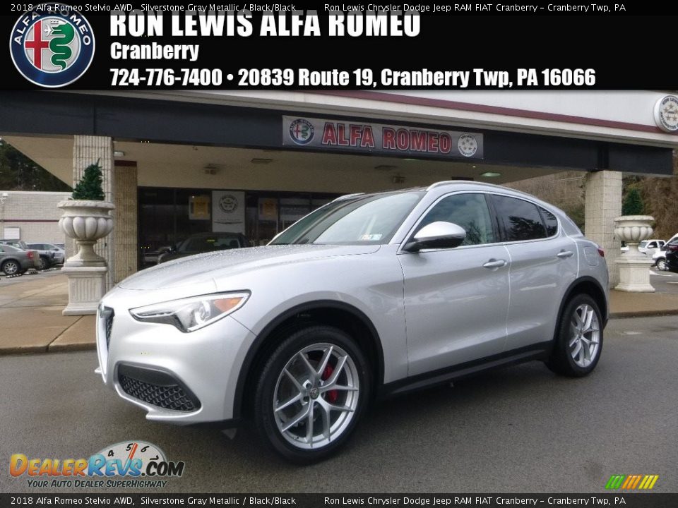 2018 Alfa Romeo Stelvio AWD Silverstone Gray Metallic / Black/Black Photo #1