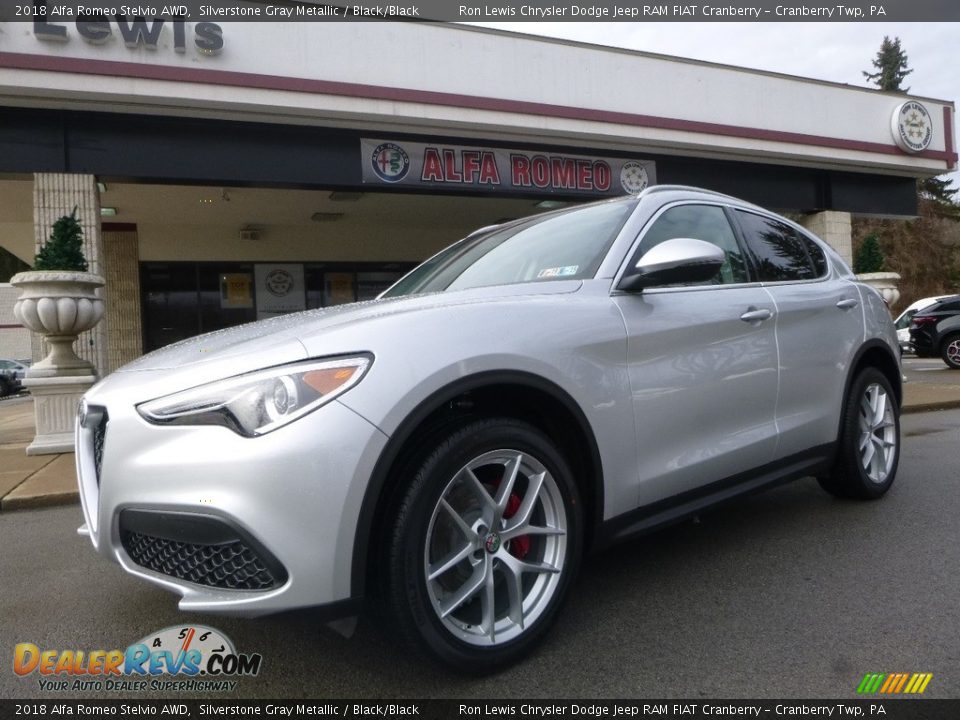 2018 Alfa Romeo Stelvio AWD Silverstone Gray Metallic / Black/Black Photo #2