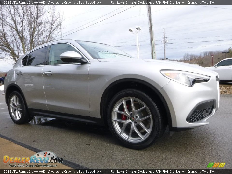 2018 Alfa Romeo Stelvio AWD Silverstone Gray Metallic / Black/Black Photo #11