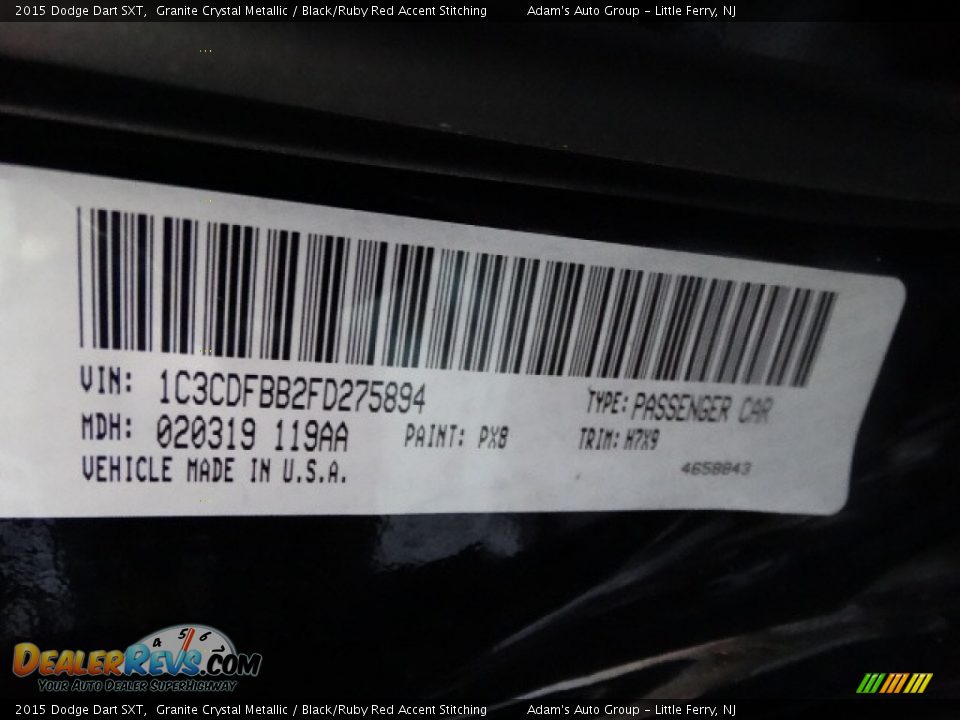 2015 Dodge Dart SXT Granite Crystal Metallic / Black/Ruby Red Accent Stitching Photo #15