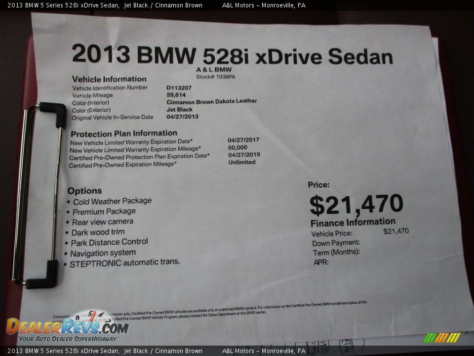 2013 BMW 5 Series 528i xDrive Sedan Jet Black / Cinnamon Brown Photo #12