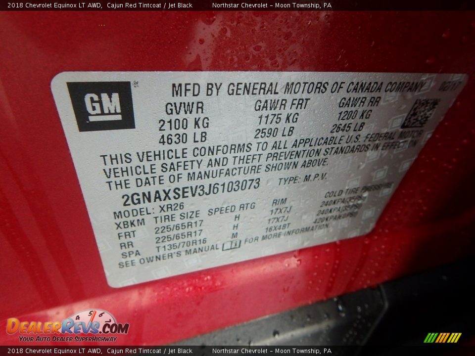 2018 Chevrolet Equinox LT AWD Cajun Red Tintcoat / Jet Black Photo #18