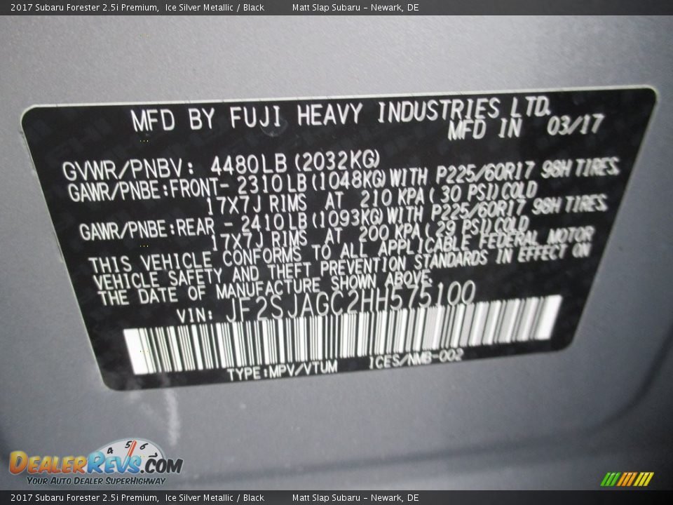 2017 Subaru Forester 2.5i Premium Ice Silver Metallic / Black Photo #29