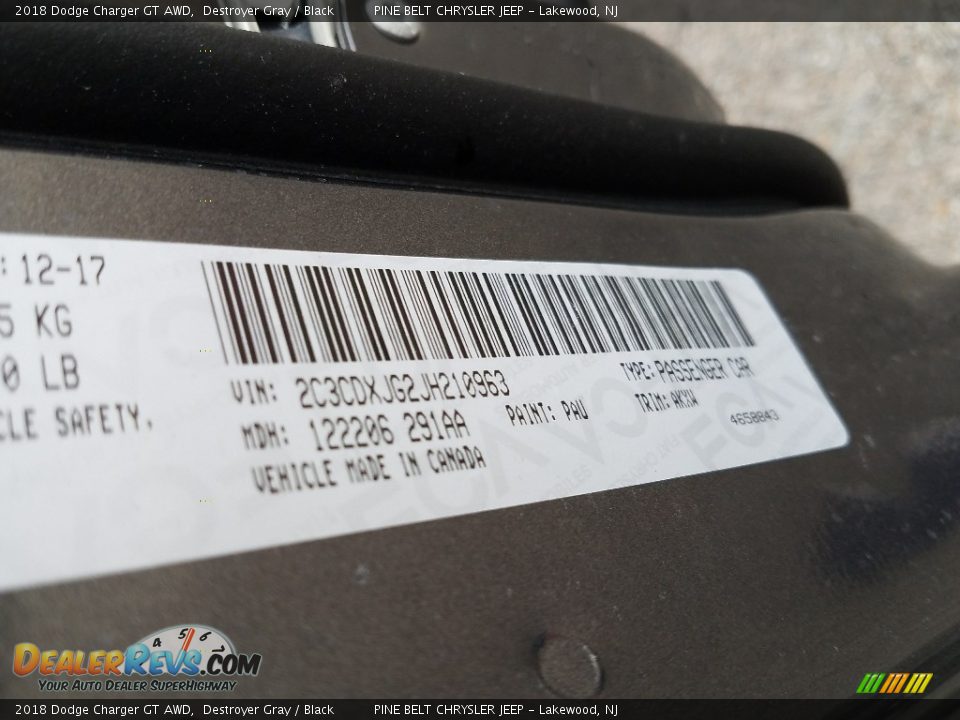 2018 Dodge Charger GT AWD Destroyer Gray / Black Photo #8