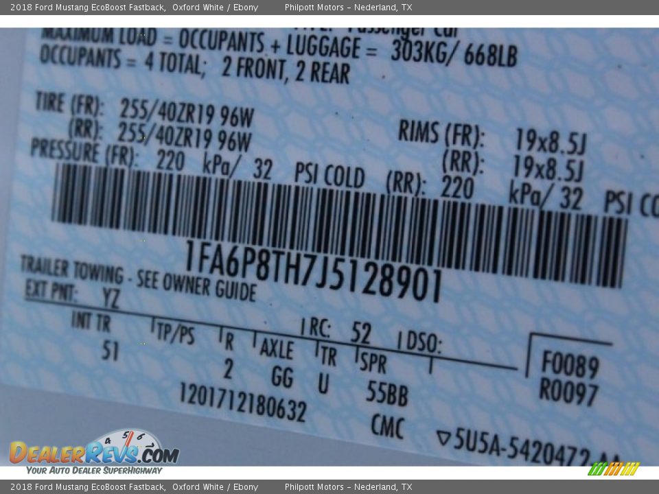 2018 Ford Mustang EcoBoost Fastback Oxford White / Ebony Photo #34