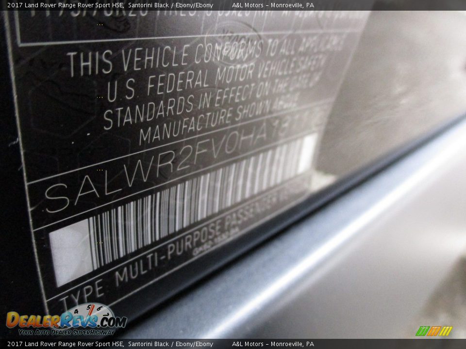 2017 Land Rover Range Rover Sport HSE Santorini Black / Ebony/Ebony Photo #20