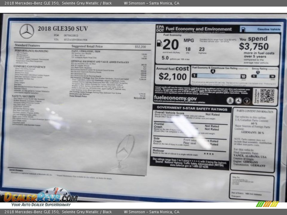 2018 Mercedes-Benz GLE 350 Selenite Grey Metallic / Black Photo #11