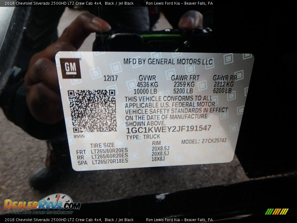 2018 Chevrolet Silverado 2500HD LTZ Crew Cab 4x4 Black / Jet Black Photo #15