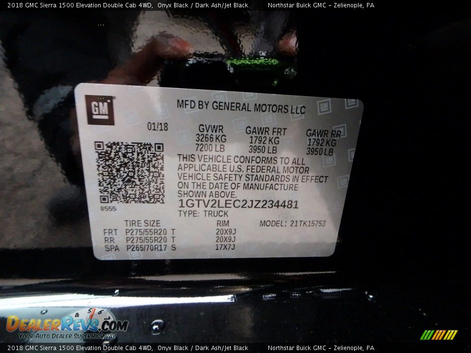 2018 GMC Sierra 1500 Elevation Double Cab 4WD Onyx Black / Dark Ash/Jet Black Photo #17