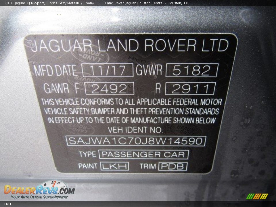 Jaguar Color Code LKH Corris Grey Metallic