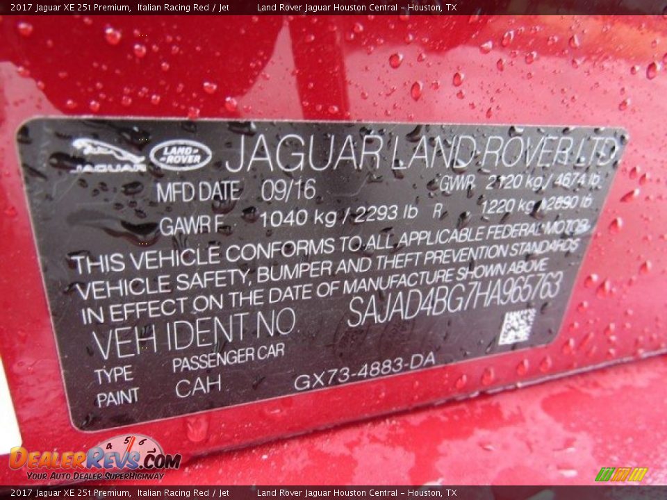 2017 Jaguar XE 25t Premium Italian Racing Red / Jet Photo #25