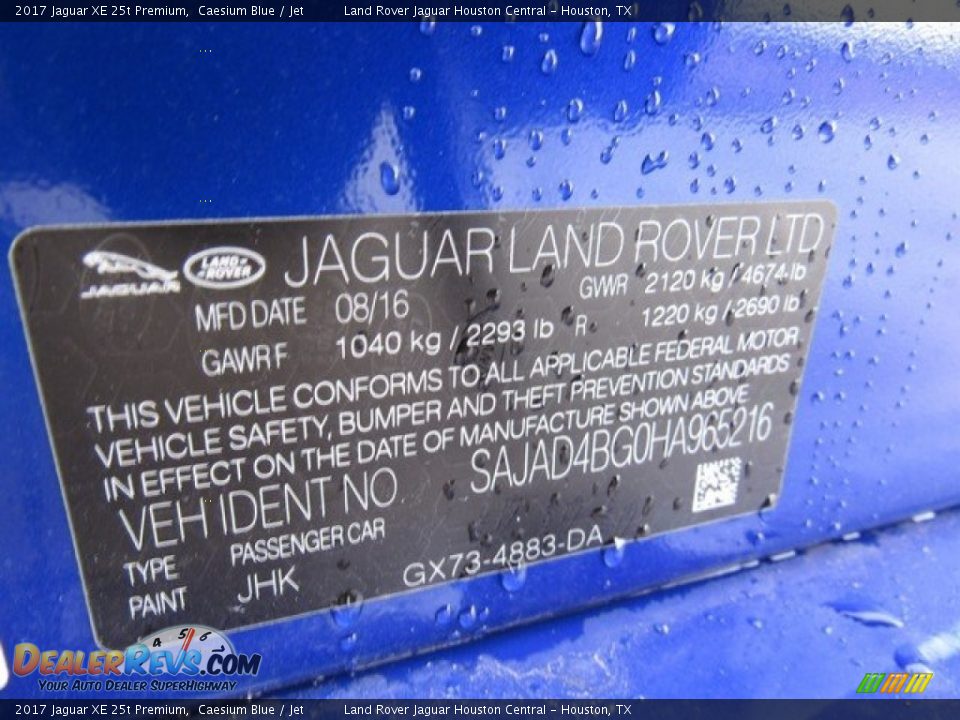 2017 Jaguar XE 25t Premium Caesium Blue / Jet Photo #25