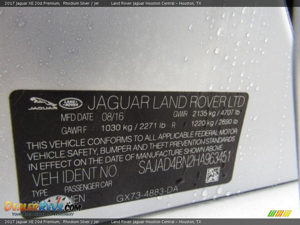 2017 Jaguar XE 20d Premium Rhodium Silver / Jet Photo #25