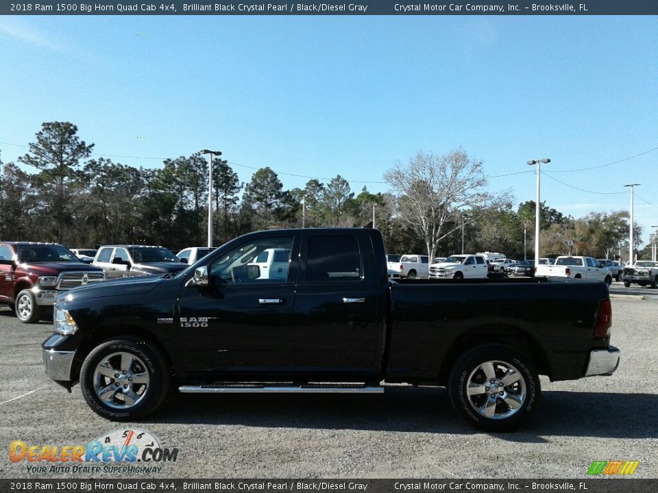 2018 Ram 1500 Big Horn Quad Cab 4x4 Brilliant Black Crystal Pearl / Black/Diesel Gray Photo #2