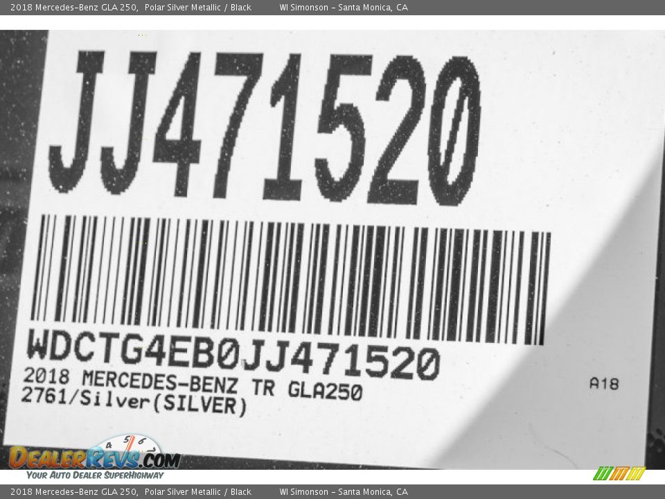 2018 Mercedes-Benz GLA 250 Polar Silver Metallic / Black Photo #10