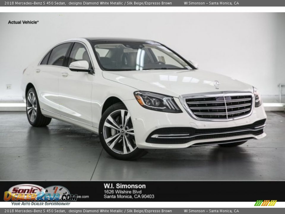 2018 Mercedes-Benz S 450 Sedan designo Diamond White Metallic / Silk Beige/Espresso Brown Photo #1