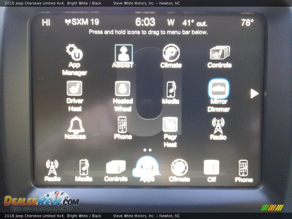 2018 Jeep Cherokee Limited 4x4 Bright White / Black Photo #25