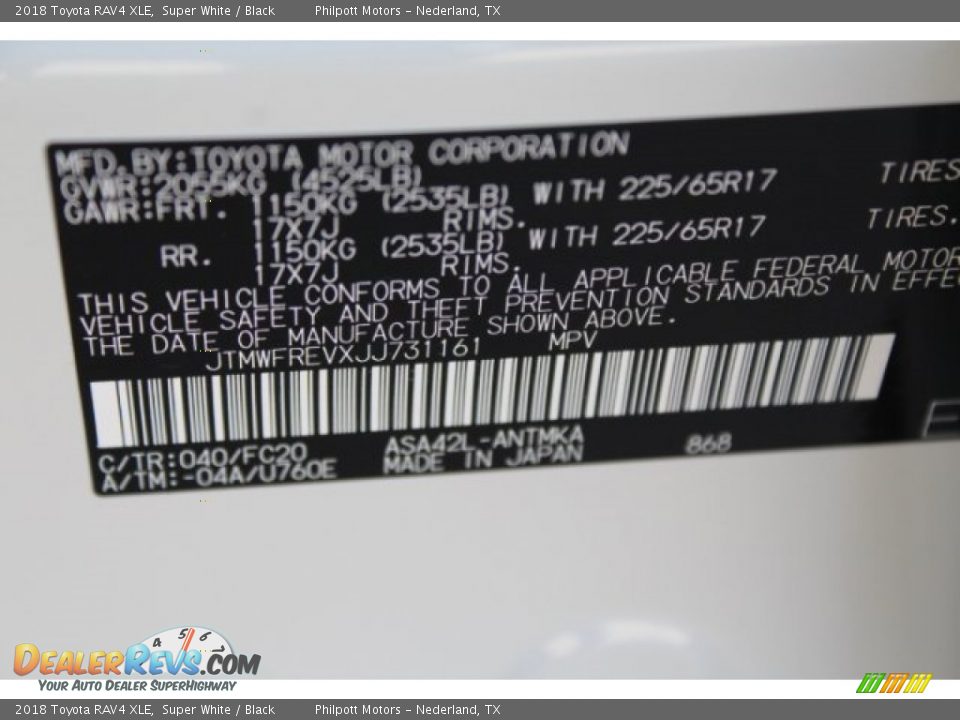 2018 Toyota RAV4 XLE Super White / Black Photo #34