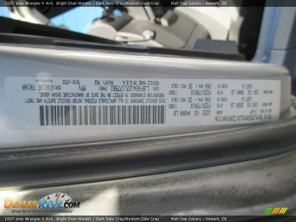 2007 Jeep Wrangler X 4x4 Bright Silver Metallic / Dark Slate Gray/Medium Slate Gray Photo #25
