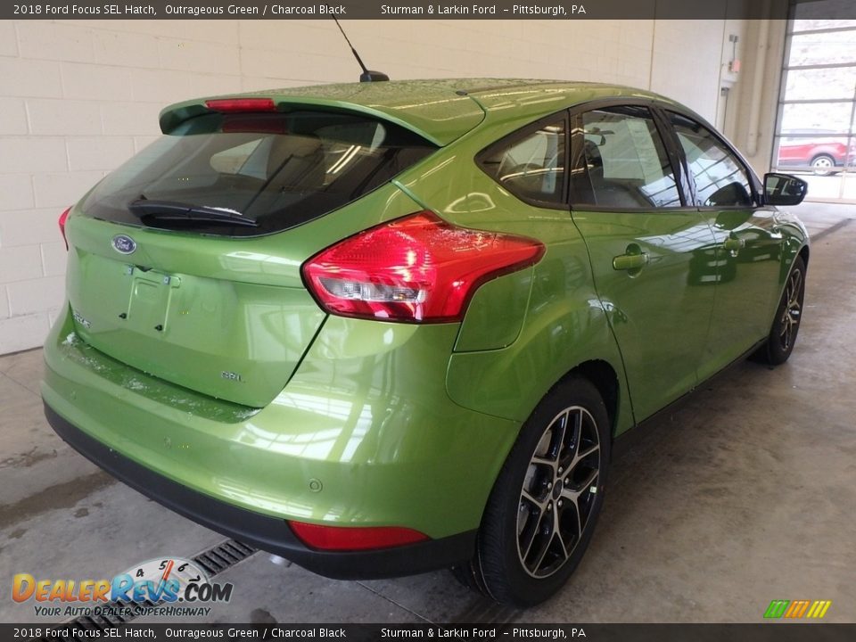 2018 Ford Focus SEL Hatch Outrageous Green / Charcoal Black Photo #2