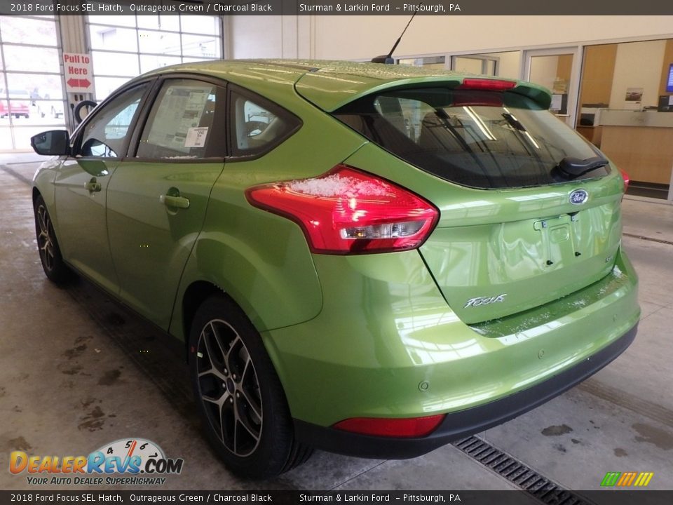 2018 Ford Focus SEL Hatch Outrageous Green / Charcoal Black Photo #3
