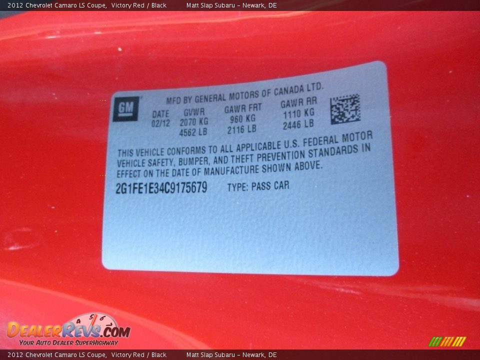 2012 Chevrolet Camaro LS Coupe Victory Red / Black Photo #25
