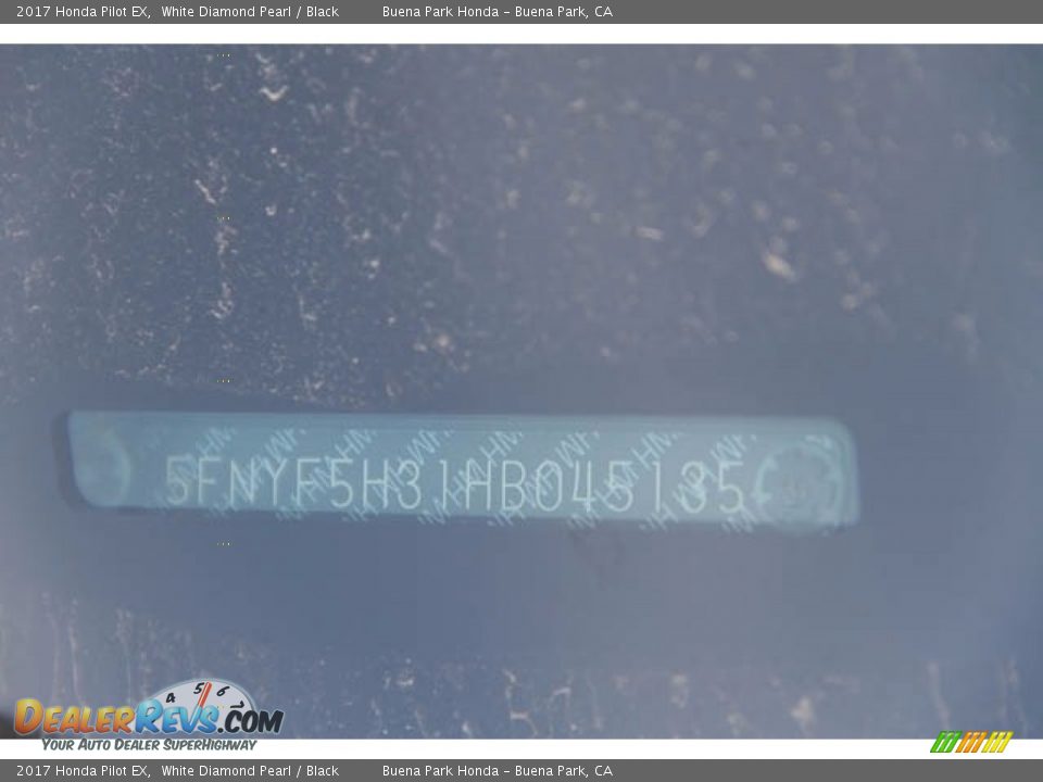 2017 Honda Pilot EX White Diamond Pearl / Black Photo #9