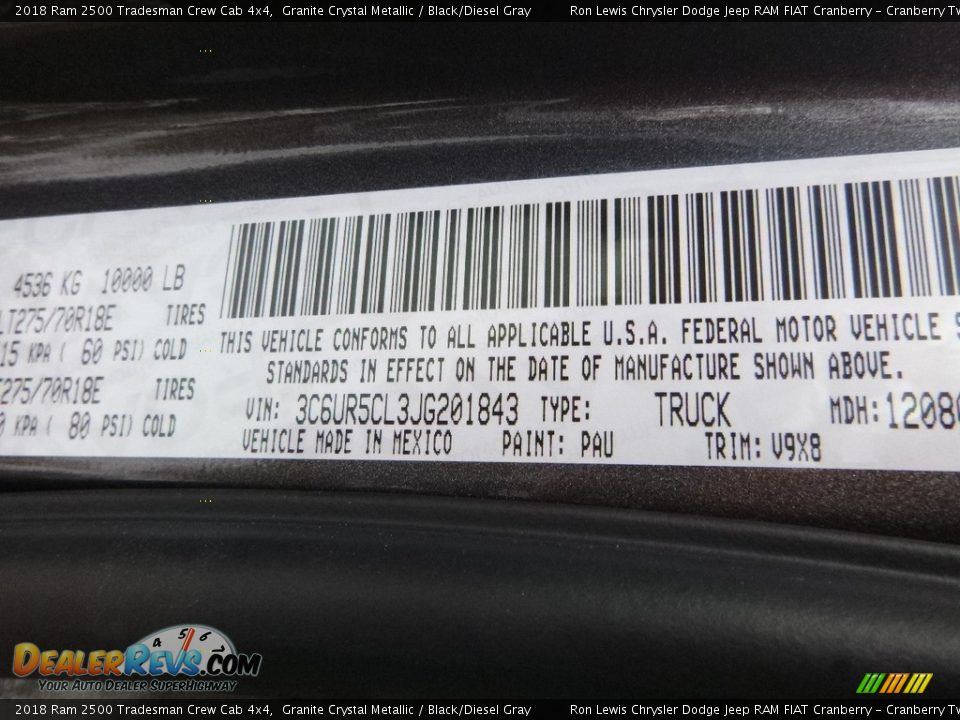 2018 Ram 2500 Tradesman Crew Cab 4x4 Granite Crystal Metallic / Black/Diesel Gray Photo #13