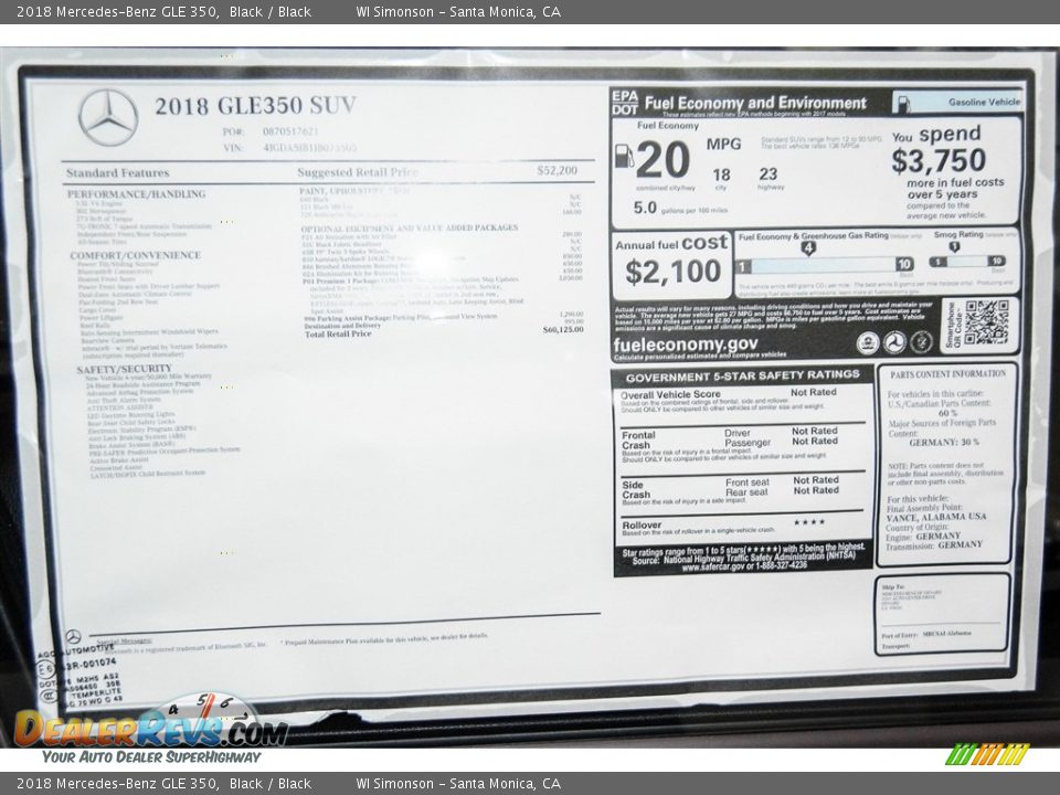 2018 Mercedes-Benz GLE 350 Black / Black Photo #11