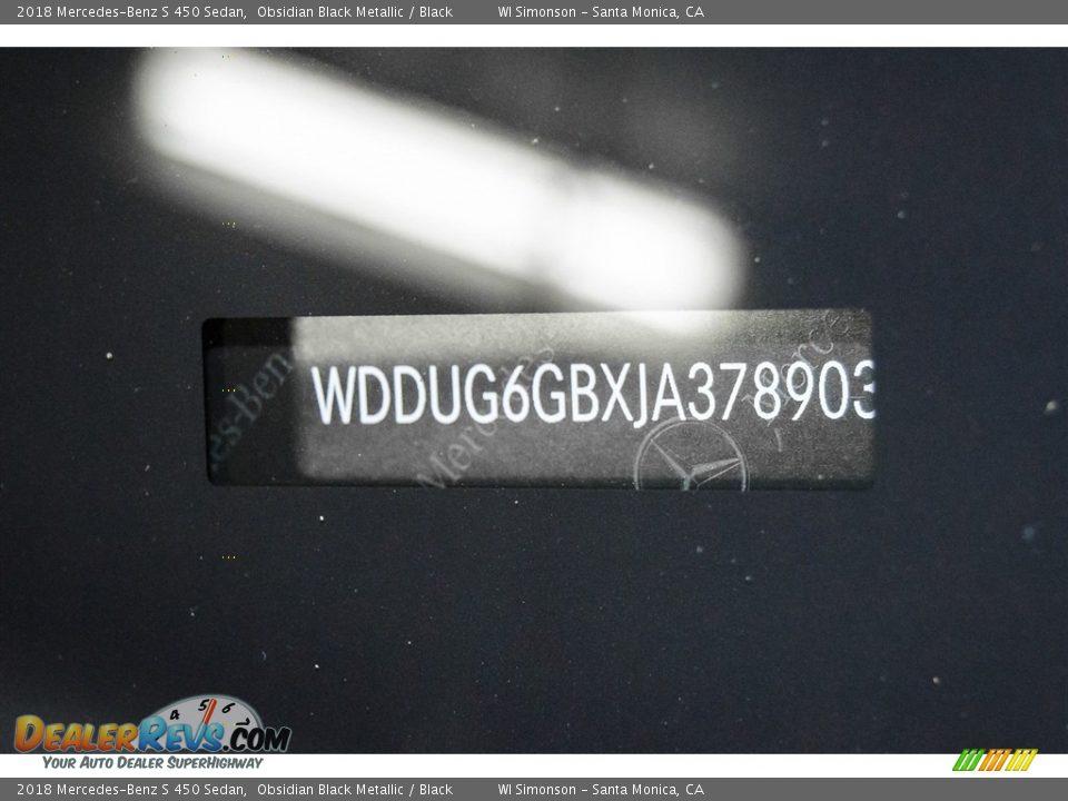 2018 Mercedes-Benz S 450 Sedan Obsidian Black Metallic / Black Photo #10