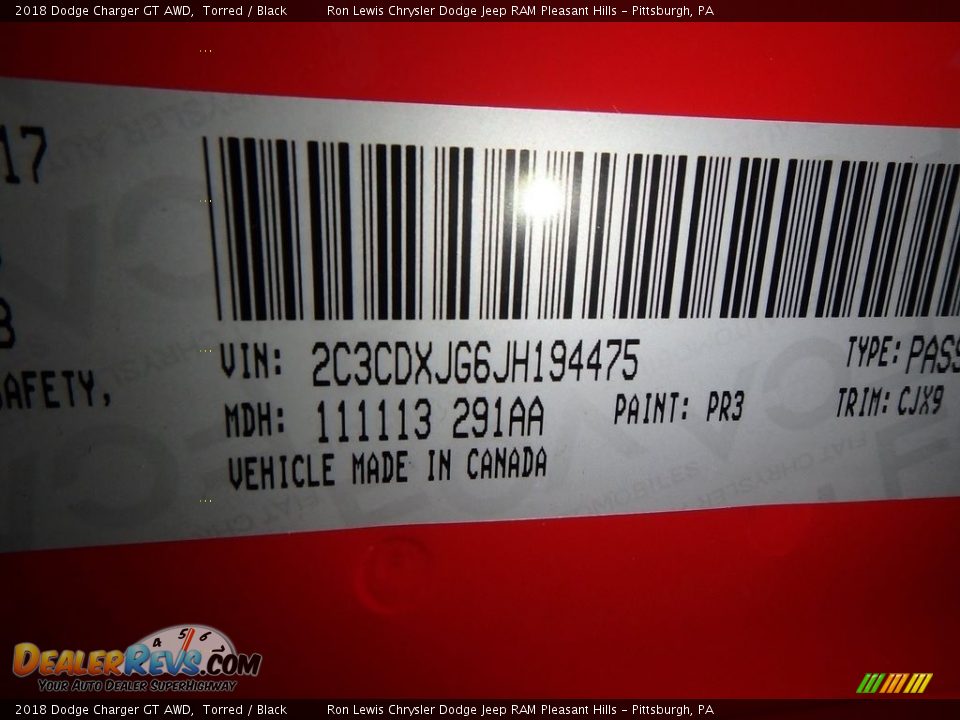 2018 Dodge Charger GT AWD Torred / Black Photo #14