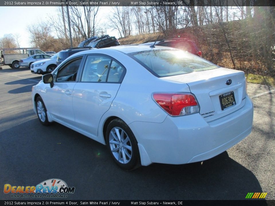 2012 Subaru Impreza 2.0i Premium 4 Door Satin White Pearl / Ivory Photo #7