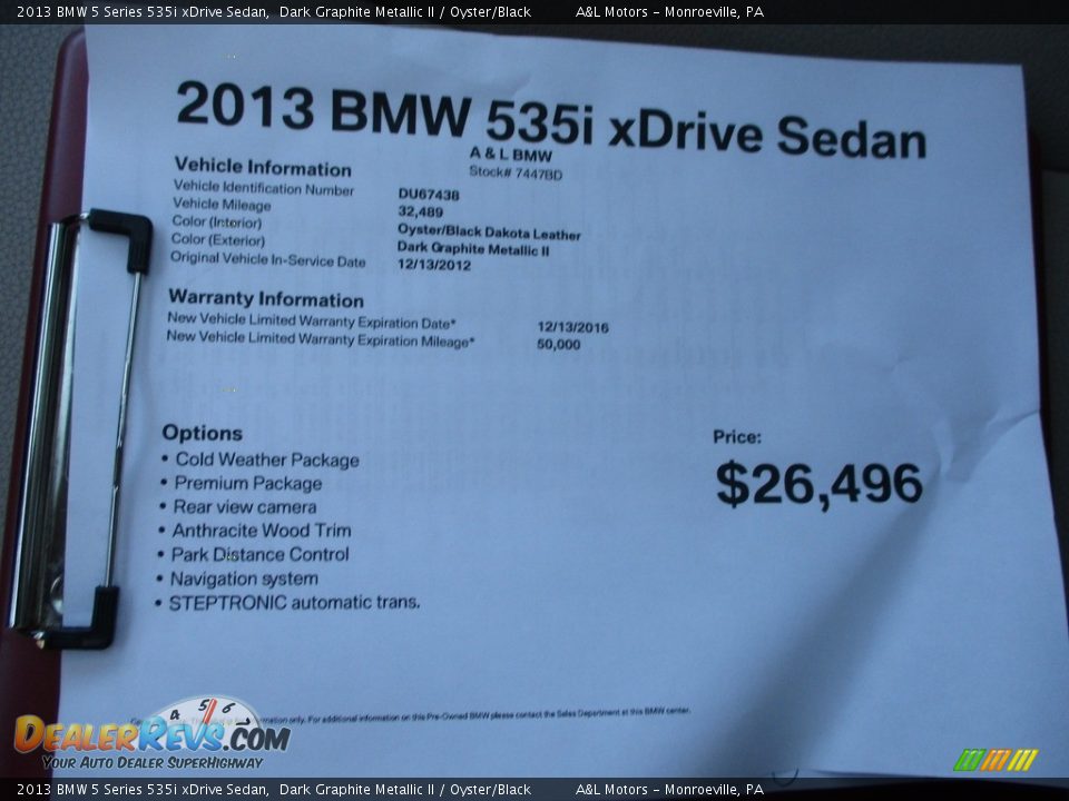 2013 BMW 5 Series 535i xDrive Sedan Dark Graphite Metallic II / Oyster/Black Photo #12
