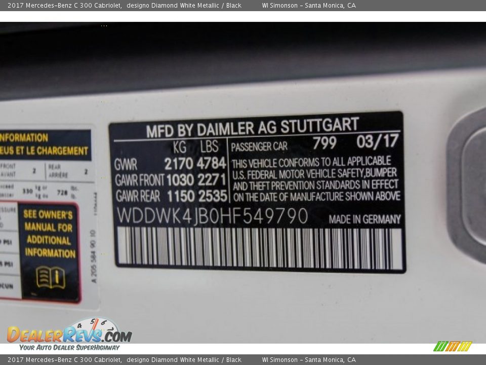 2017 Mercedes-Benz C 300 Cabriolet designo Diamond White Metallic / Black Photo #10