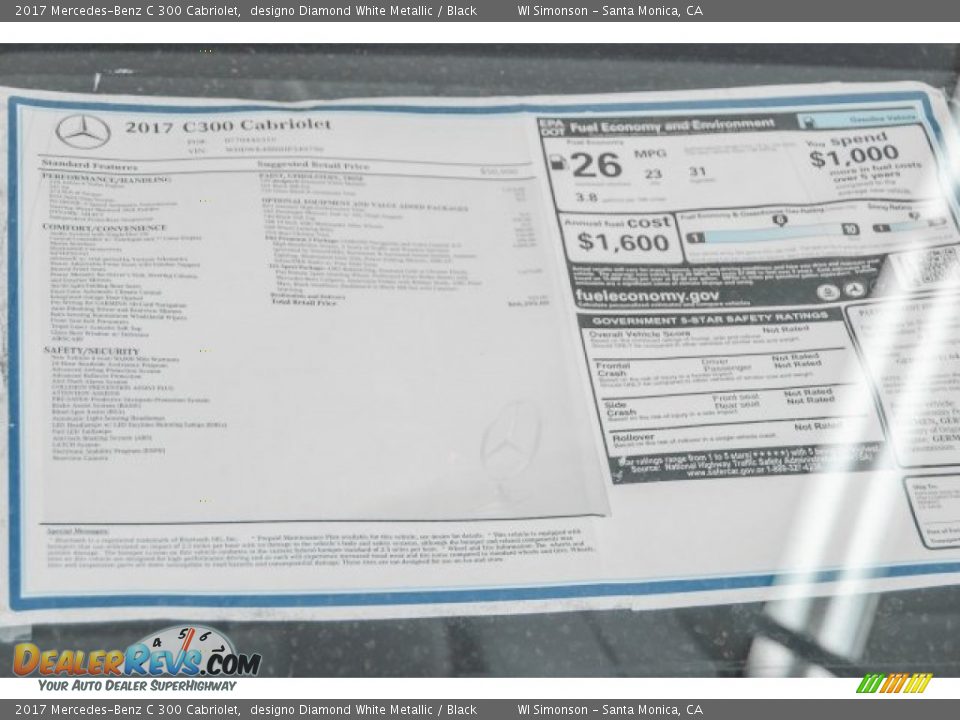 2017 Mercedes-Benz C 300 Cabriolet designo Diamond White Metallic / Black Photo #11
